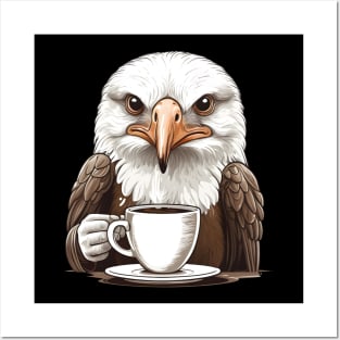 Eagle Drinks Coffee Posters and Art